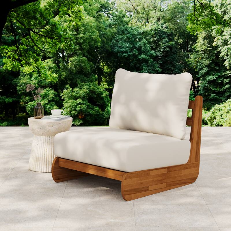 Christopher Knight Home - Thaddeus Outdoor Acacia Wood Accent Chair - 1 Piece - Teak+Beige