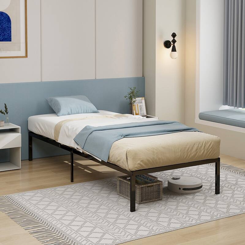 Costway Twin Size Bed Frame 14" Metal Platform Bed Base with Under Bed - Twin