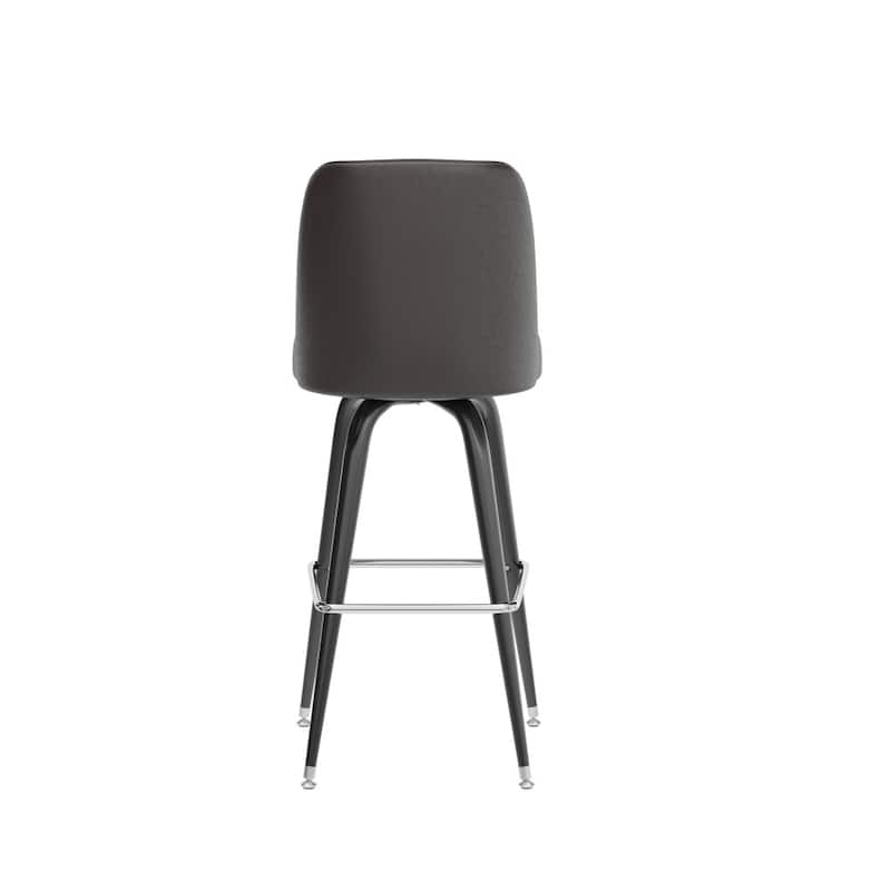 2 Pack Metal Barstool with Swivel Vinyl Upholstered Bucket Seat and Footrest - 18.5"D x 18.5"W x 42.5"H