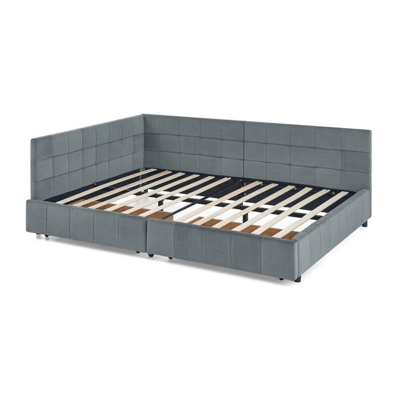 Full Size Storage Upholstered Tufted Bed Frame, Sofa Bed Frame With Comfortable Backrest And Armrests