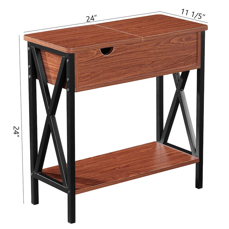 Ledel Flip Top End Table Side Table with Storage Shelf