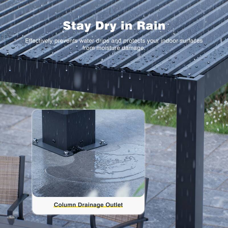 Patio Louvered Pergola with Adjustable Roof, Aluminum Steel Pergola