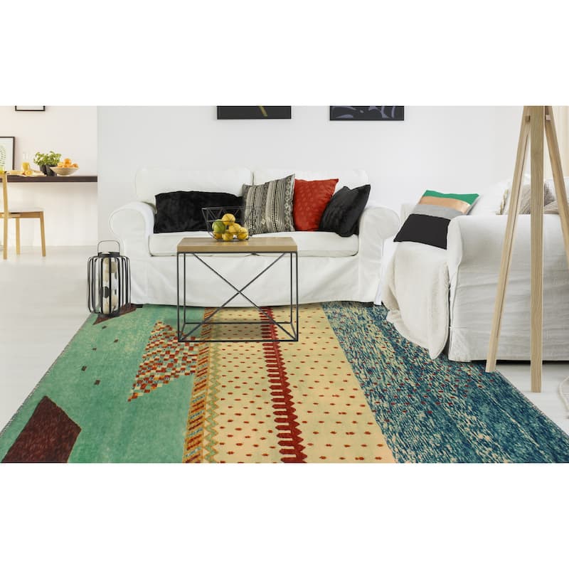 Balochi Adelayda Beige/Lt. Green Rug - 6'6" x 9'5"