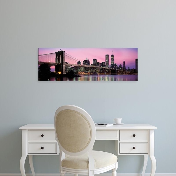 Easy Art Prints Panoramic Image 'Brooklyn Bridge, World Trade Center, Wall Street, Manhattan, New York City' Canvas Art