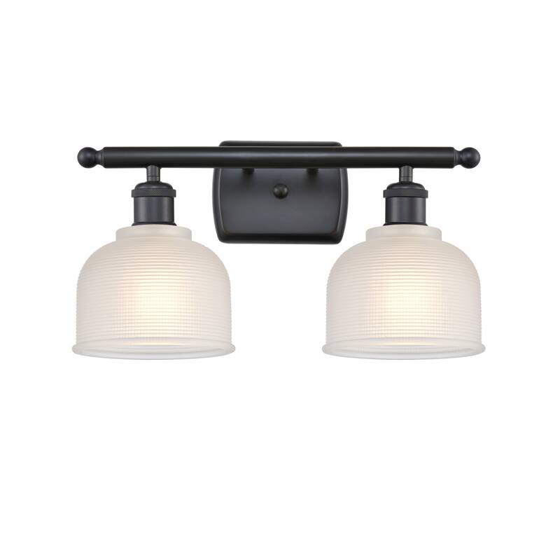 Innovations Lighting Dayton 2 Light 16" Wide Bathroom Vanity Light - Matte Black / White