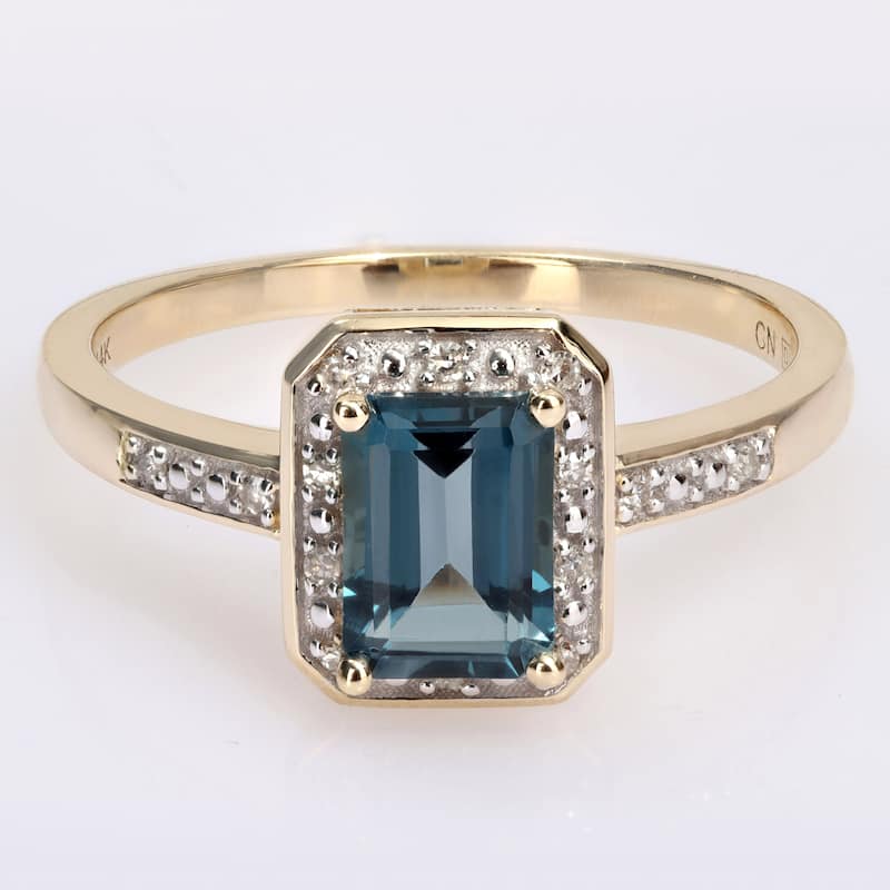 Miadora 1 1/5ct TGW London Blue Topaz Diamond Accent Ring 14k Yellow Gold