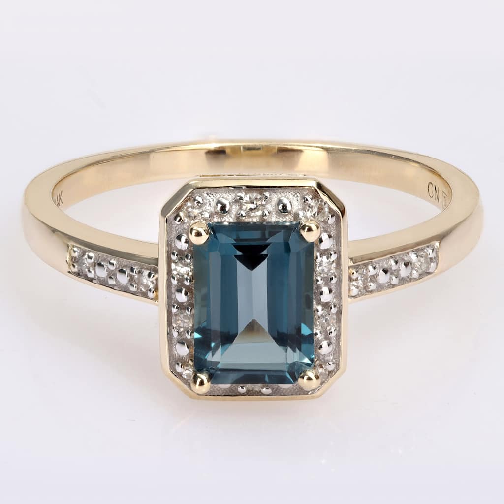 Miadora 1 1/5ct TGW London Blue Topaz Diamond Accent Ring 14k Yellow Gold