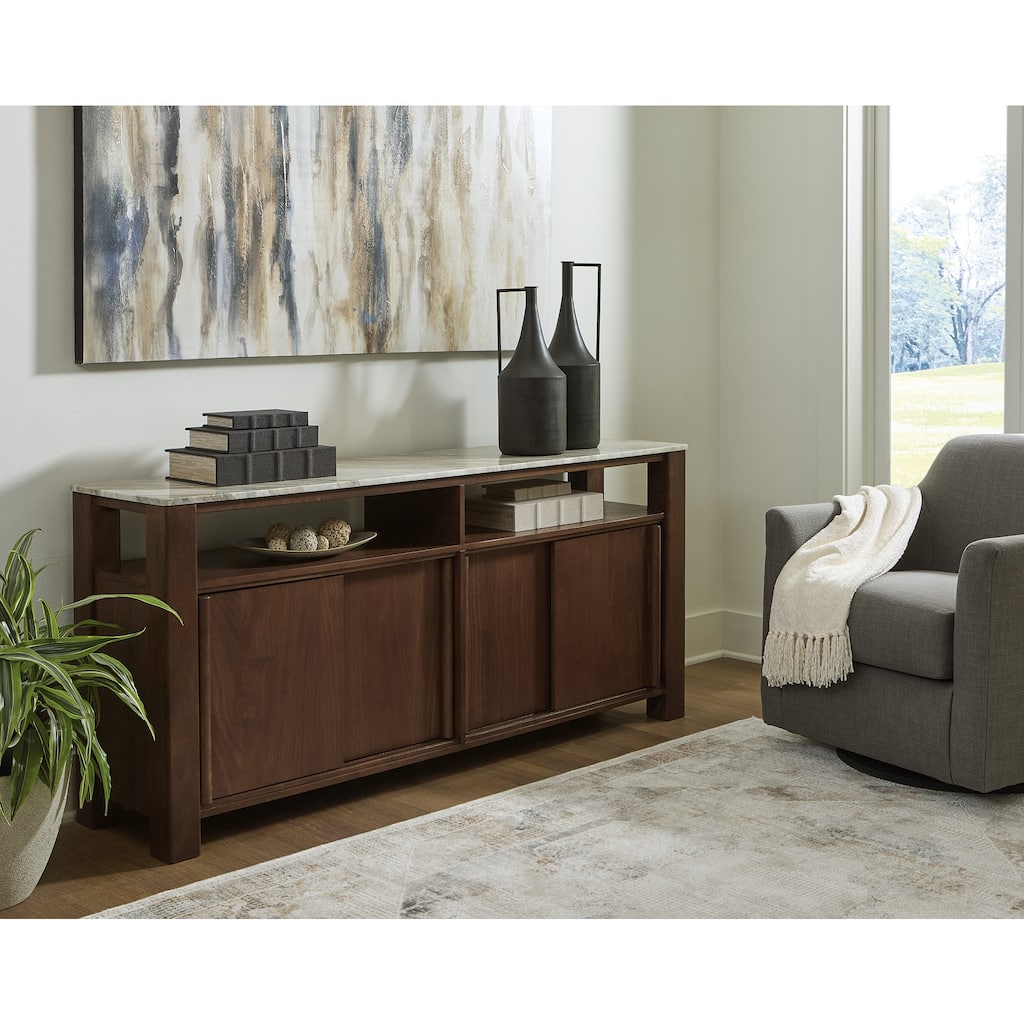 Signature Design by Ashley Tobinville Dark Brown/Gray Accent Cabinet - 67.5" W x 15.63" D x 30.25" H