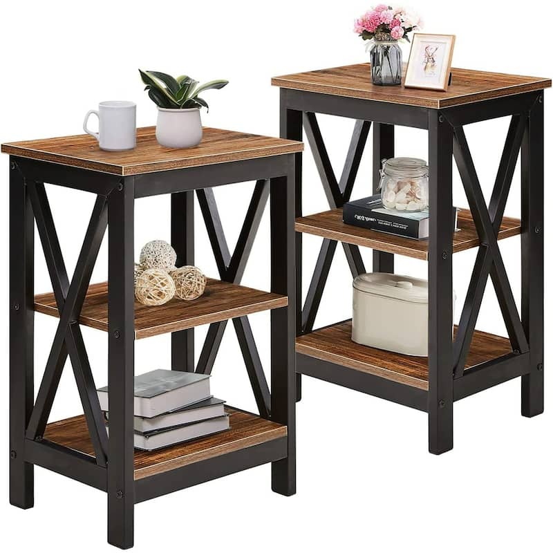 VECELO 3-piece Lift Top Coffee Table Set,Coffee Table with Hidden Storage and Shelves and Nightstands Set of 2