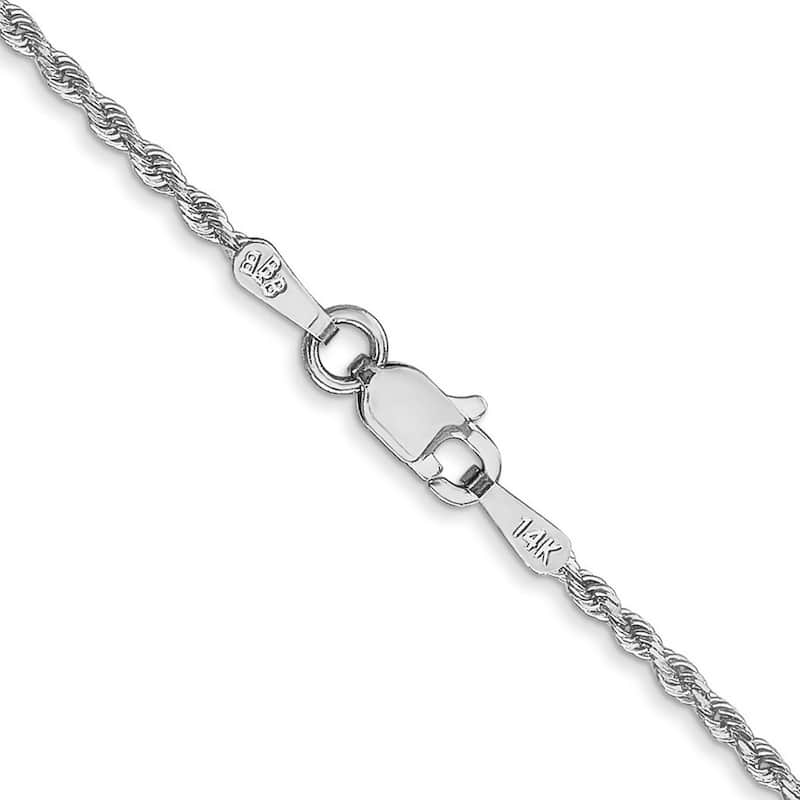 Curata 14k White Gold 10" 1.5mm Diamond-Cut Rope Chain Ankle Bracelet (Lobster-claw)