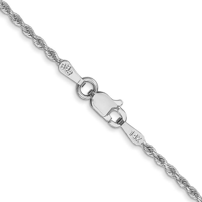 Curata 14k White Gold Solid 1.5mm D/C Rope Chain Necklace Options: 16 18