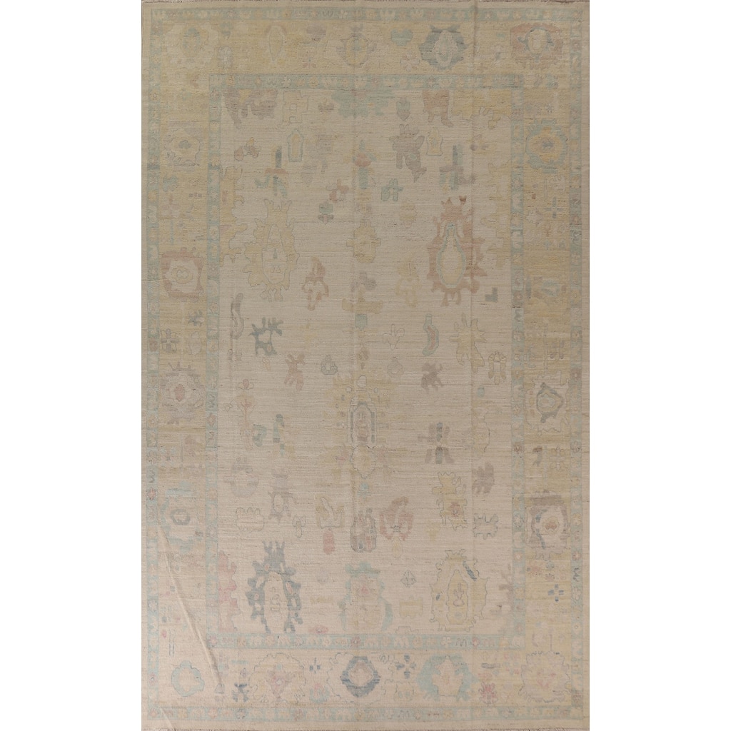 Floral Oushak Turkish Rug Handmade Wool Carpet - 8'11"x 12'11"