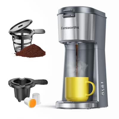 Single Serve Coffee Maker for K Cup & Ground Coffee, with Bold Brew, One Cup Coffee Maker, 6 to 14 oz. Brew Sizes