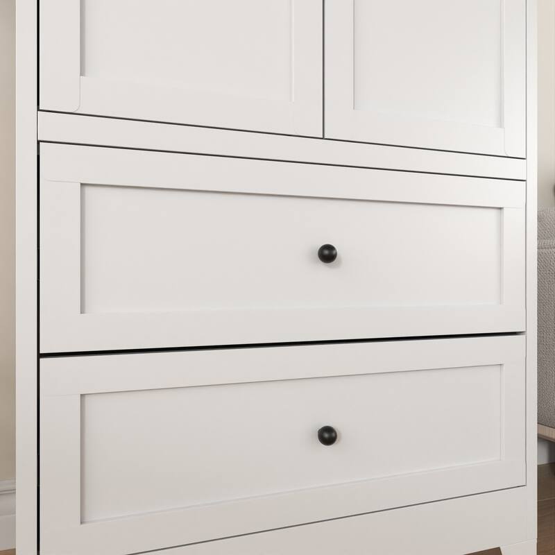 72 Inch White Pantry Cabinet with 2 Drawers, Freestanding Kitchen Storage Cabinet with Adjustable Shelves