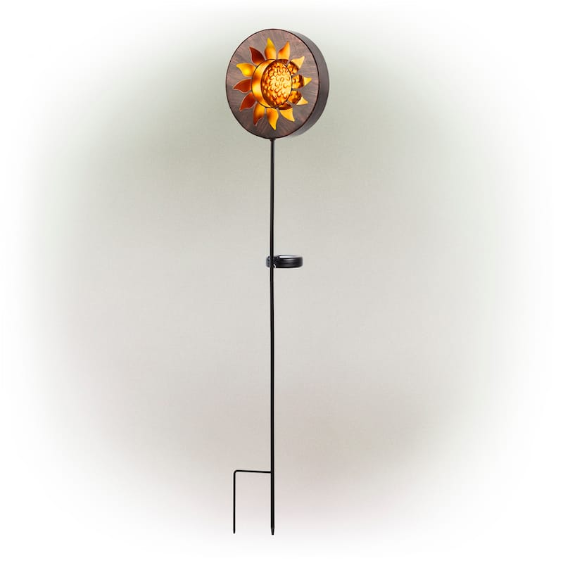 Alpine Corporation 40" Tall Outdoor Solar Powered Garden Stake Sunflower Design with LED Lights