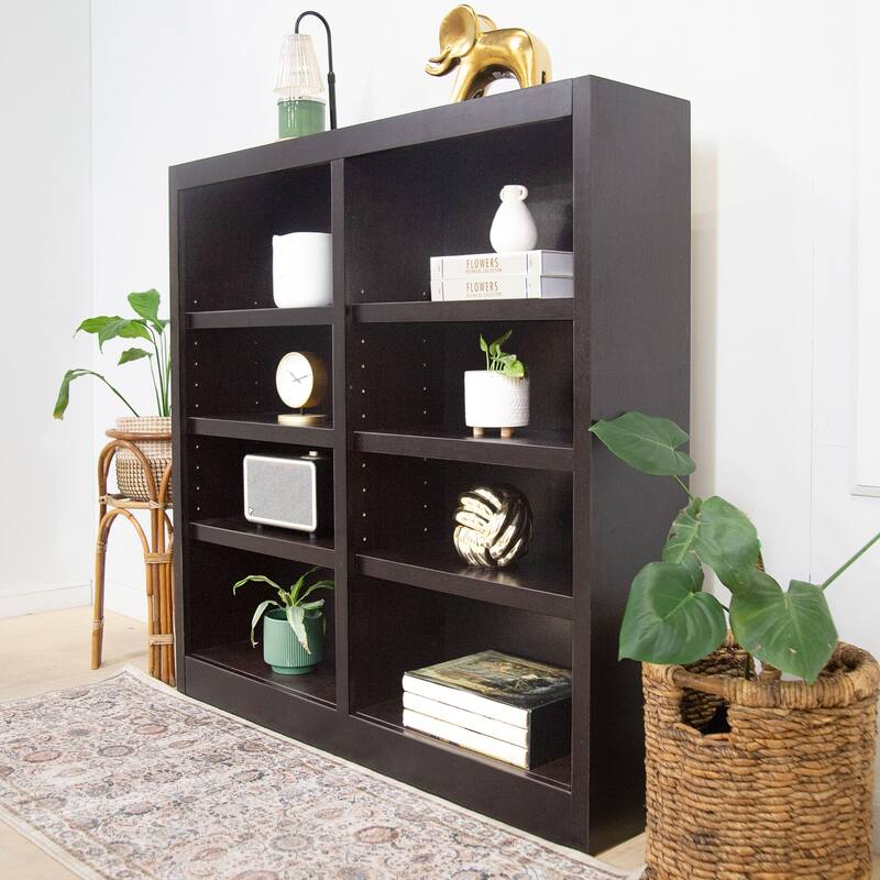 Concepts in Wood Double Wide Wood Bookcase, 8 Shelf, 48 inch Tall