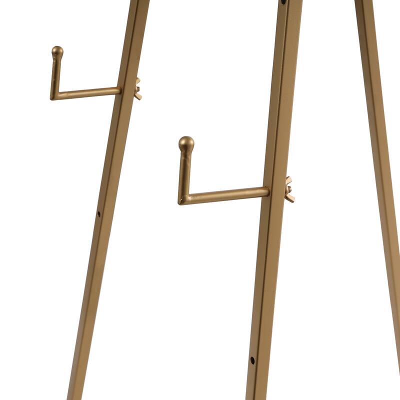 Metal Tall Adjustable Minimalistic Tabletop Display 3 Tier Easel with Circular Ring Top - Gold - Roche River Decor