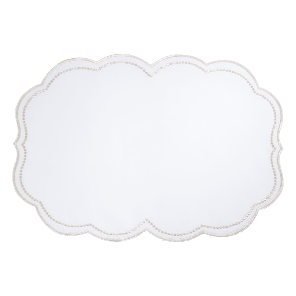 Embroidered Polka Dot Placemat With Scallop Edge (Set of 4)