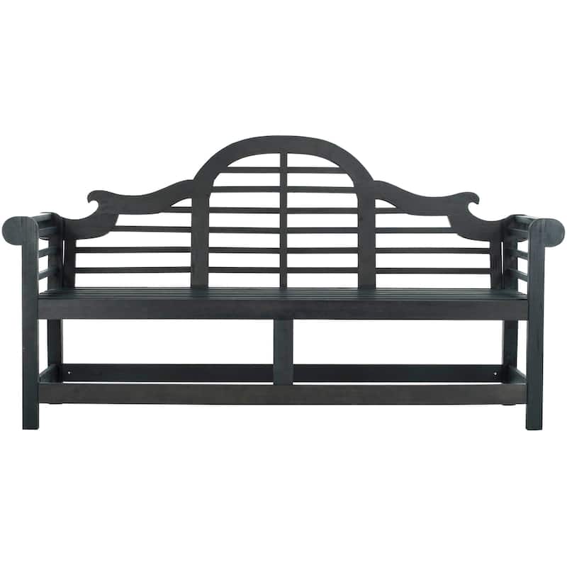 SAFAVIEH Outdoor Hamida Acacia Wood Bench - 77Wx23Dx41H - Dark Slate Grey