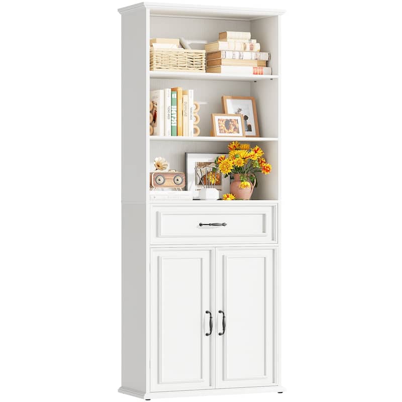Farmhouse 25'' Kitchen Pantry Cabinet with Drawer ＆ Doors, Freestanding Cupboard with Storage Shelves for Kitchen, Dining Room