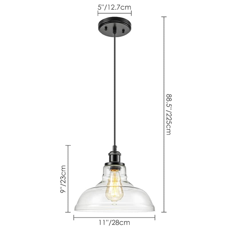 1/3-Light Industrial Modern Black Linear Clear Glass Pendant Light