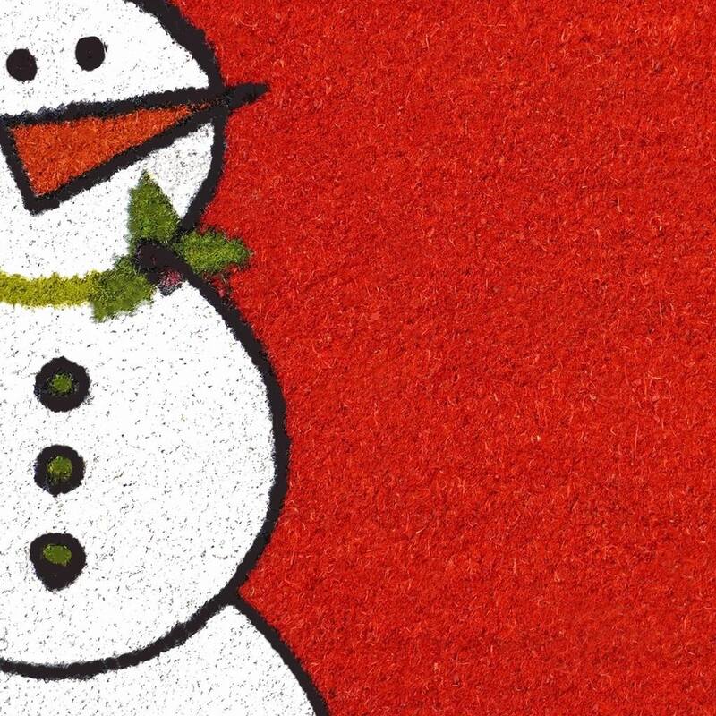 HomeRoots 24" X 36" Red White And Black Christmas Snowman Outdoor Coir Door Mat - 24.00' X '36.00
