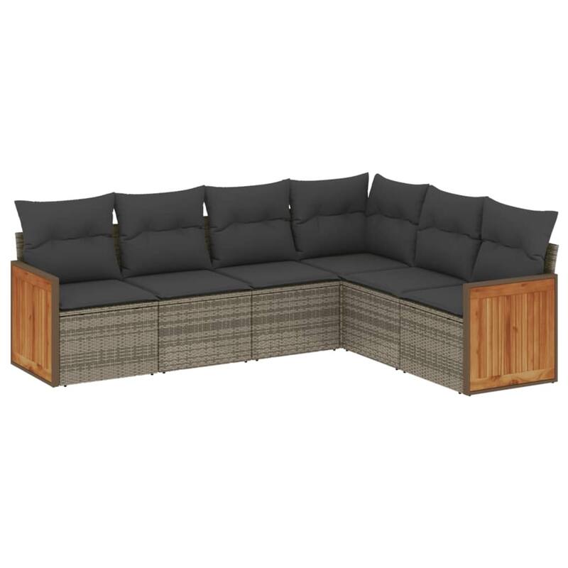 vidaXL Patio Sofa Set with Cushions Outdoor Conversation Furniture Poly Rattan