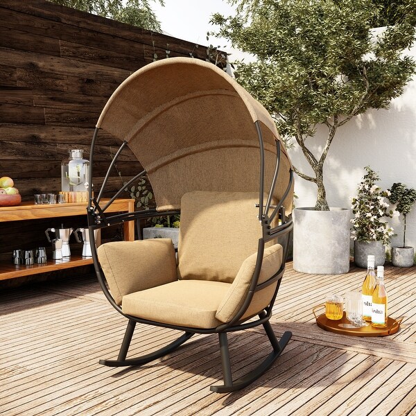 Pellebant Rocking Egg Chair with Folding Canopy Soft Cushions Bed Bath Beyond 35569458
