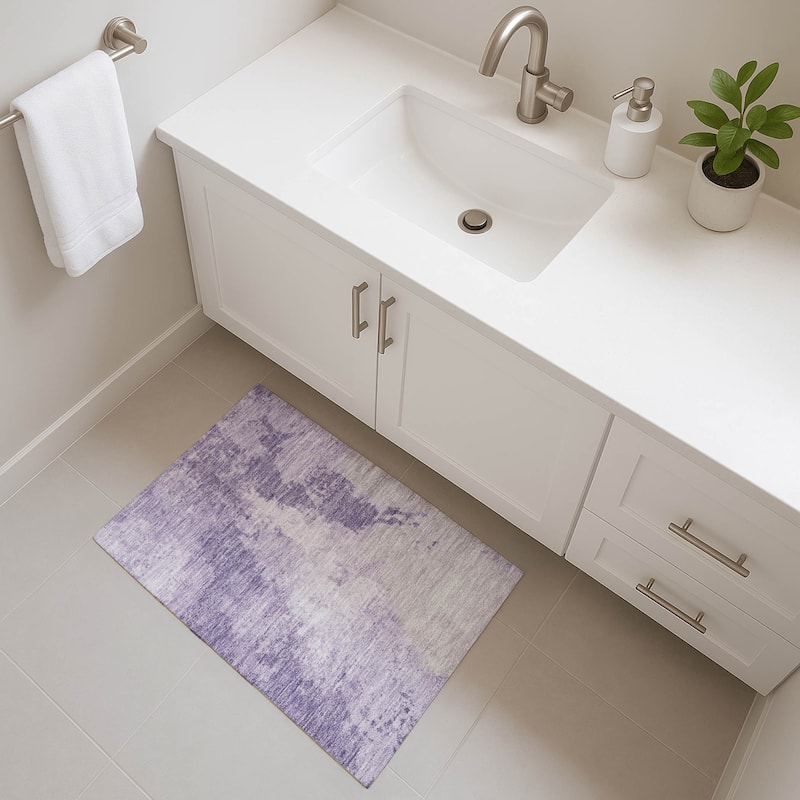 Premium Washable Super Soft Modern Abstract Mayfield Rug - Plum - 1'8" x 2'6"