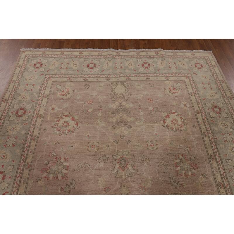Earth Tone Oushak Oriental Area Rug Hand-Knotted Wool Carpet - 6'9" x 9'10"