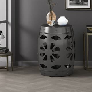 16.54" Powder-Coated Iron Side Table with Modern Design and Iron Cut Features