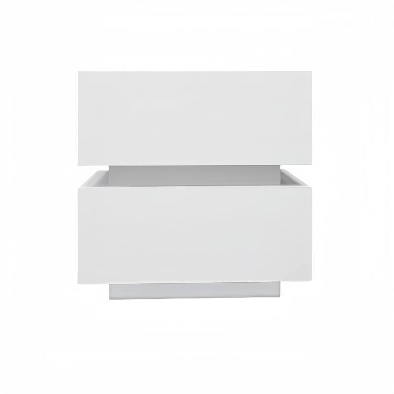High Glossy 2 Drawers Nightstand with Bluetooth Control RGB Led Light