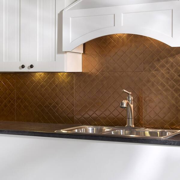 18 sq ft Kit Fasade Easy Installation Quilted Antique Bronze Backsplash Panel for Kitchen and Bathrooms