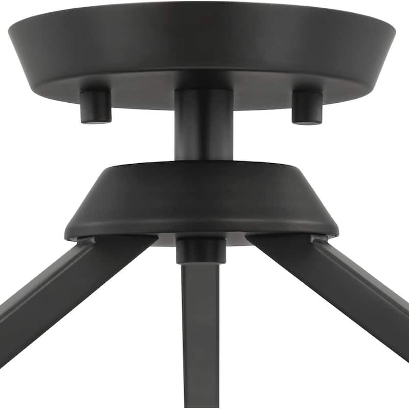 Vertex Collection Three-Light Matte Black Etched White Contemporary Convertible Chandelier - 18 in x 18 in x 16.75 in