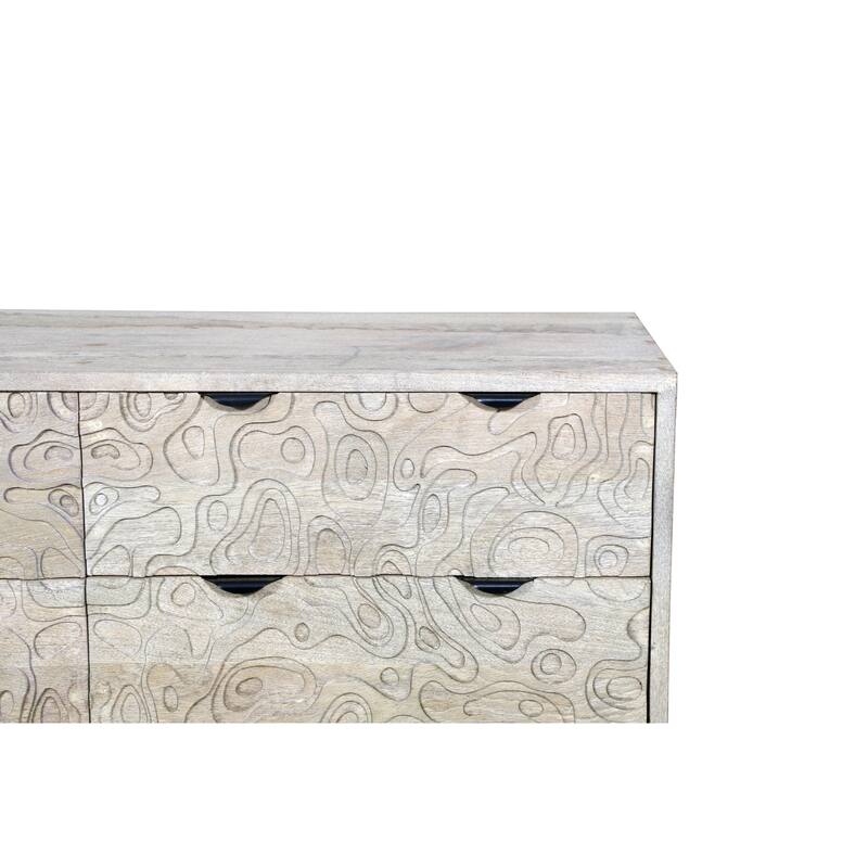 Solid Wood Carved Storage Dresser with 6 Drawers