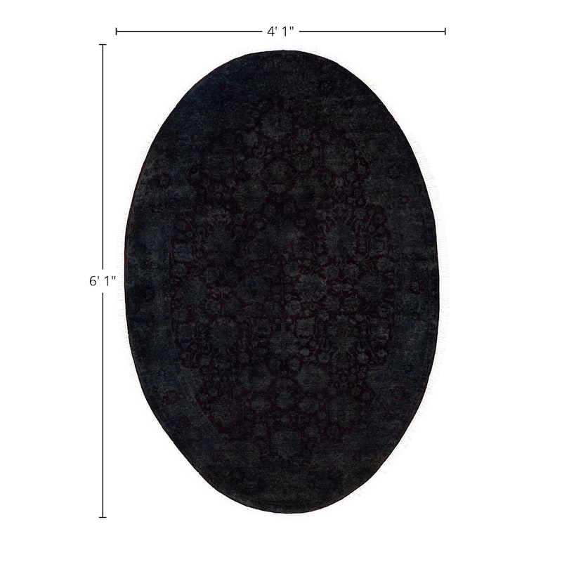 Overdyed One-of-a-Kind Hand-Knotted Area Rug - Gray - 4' 1" x 6' 1"