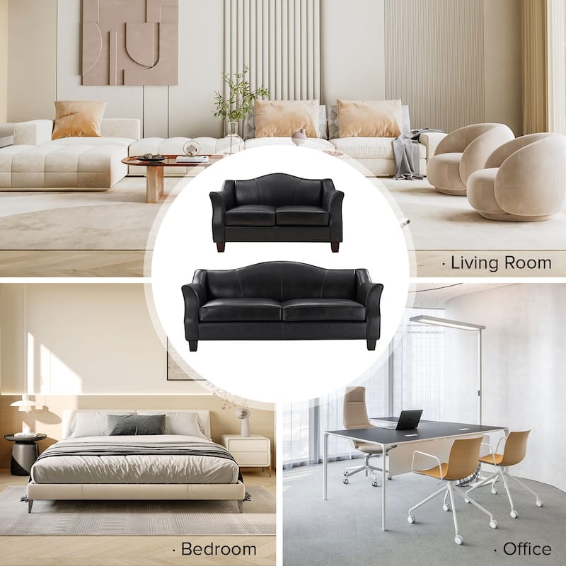 Franco Traditional Genuine Leather Sofa Set of 2 by HULALA HOME