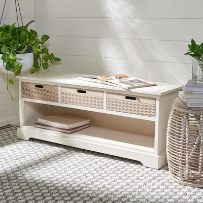SAFAVIEH Landers 3-Drawer Bottom Shelf Storage Bench - 47.3" W x 15" L x 19" H
