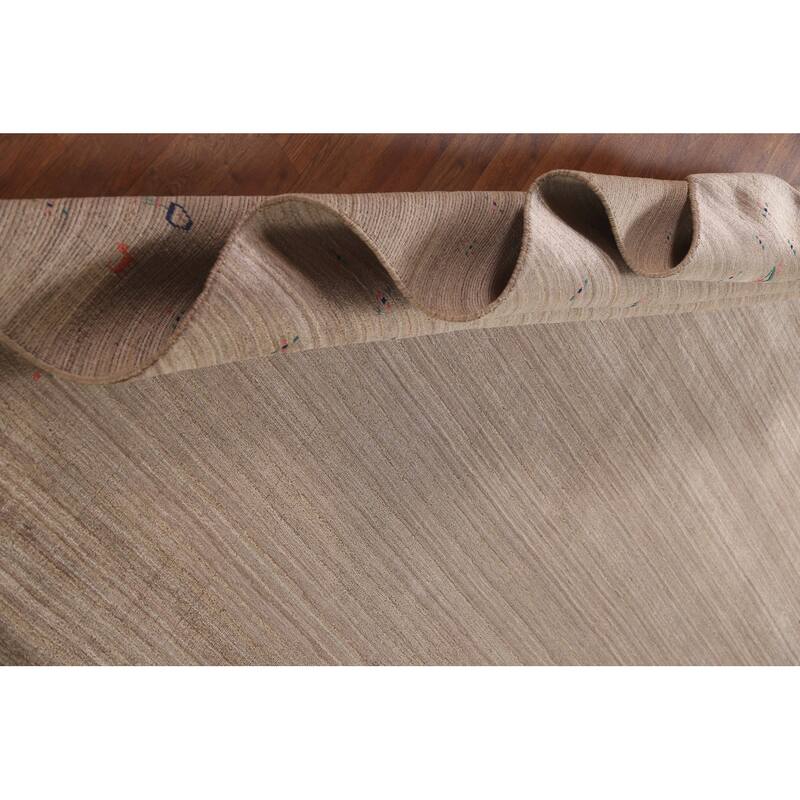 Striped Gabbeh Oriental Area Rug Hand-Knotted Wool Carpet - 7'10" x 9'7"