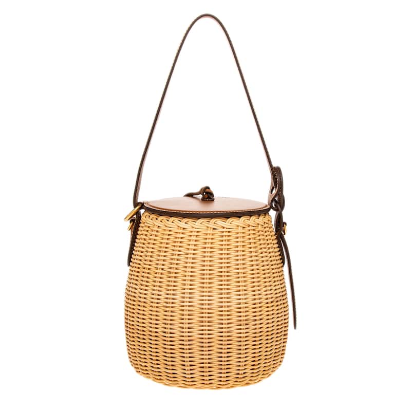 Miu Miu Woven-Wicker Bucket Bag