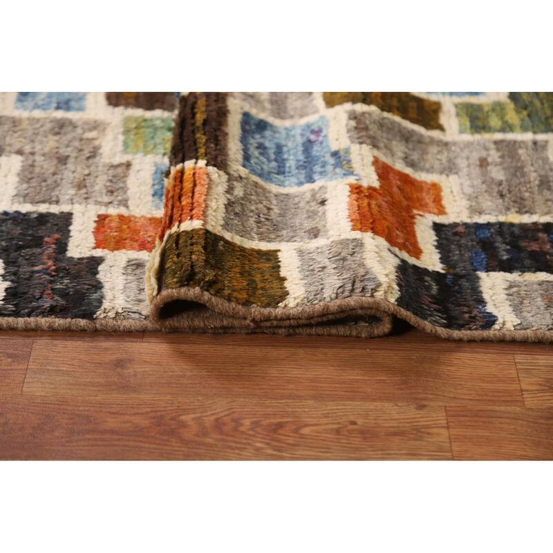 Hand Knotted Oriental 100% Wool Carpet Modern All-Over Greys & Charcoal Moroccan Area Rug - 8' 1'' X 5' 2''