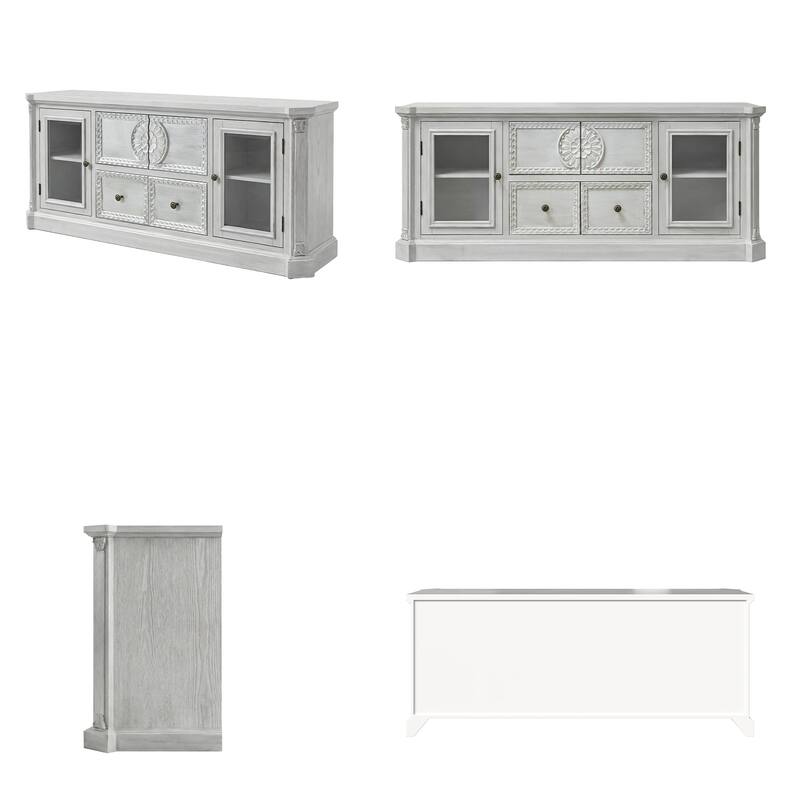 Farmhouse TV Stand with Storage, Solid Wood Media Console Cabinet for Living Room, Fully Assembled