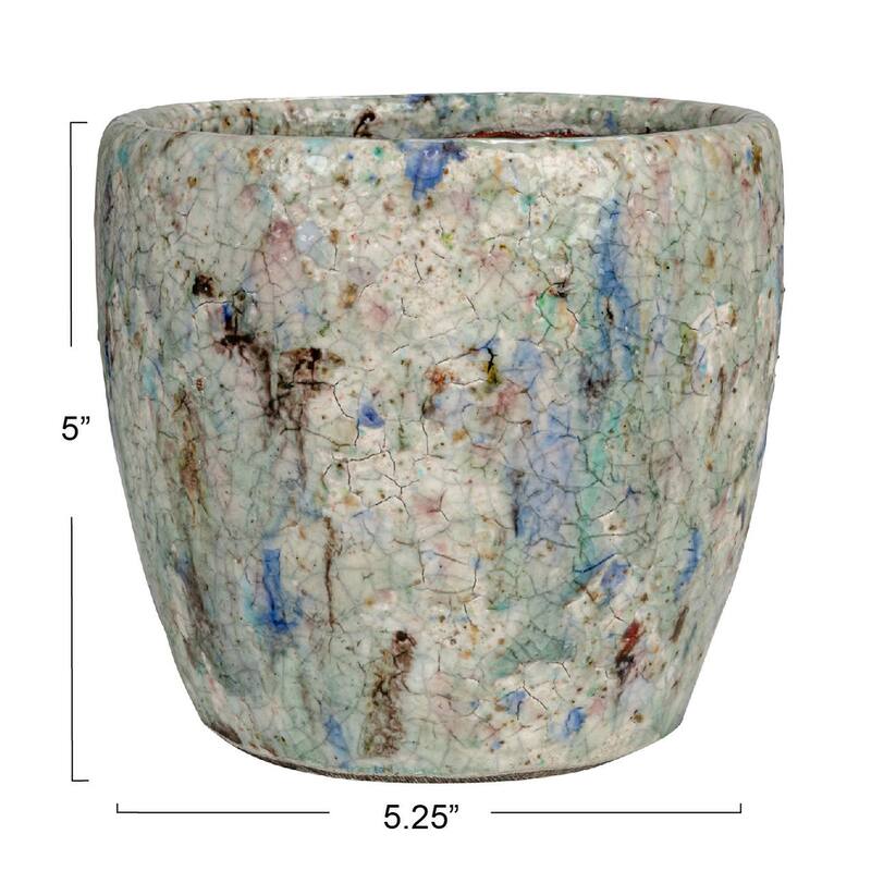 Terra-cotta Planter with Crackle Glaze