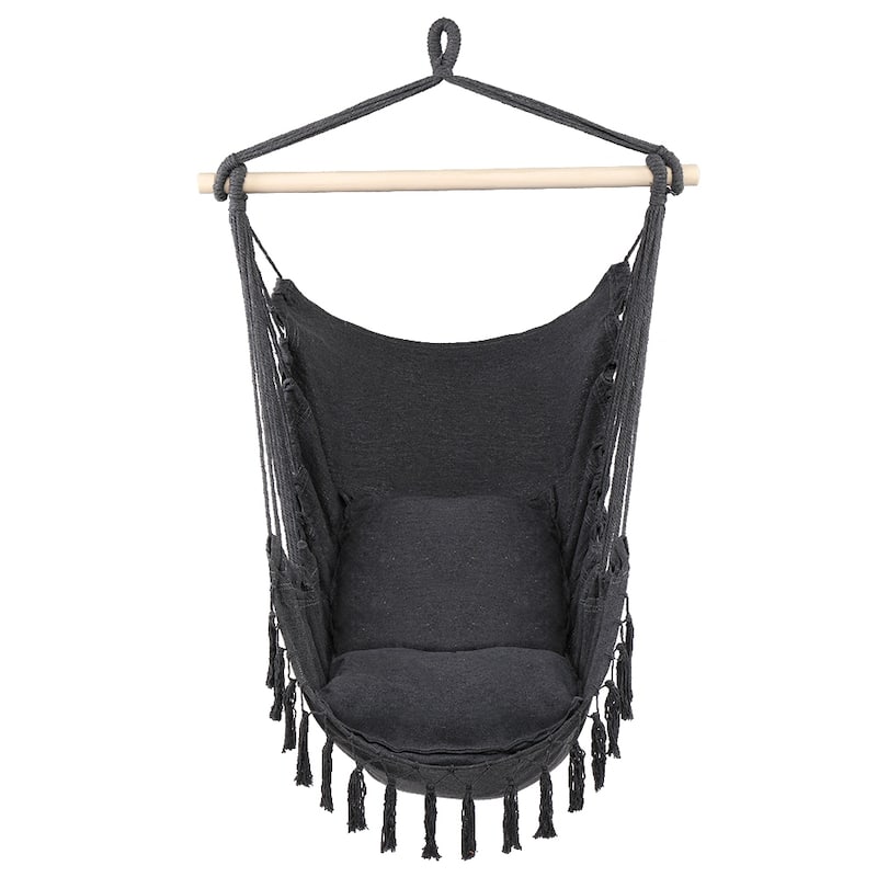 Pillow Tassel Hanging Chair Beige/Dark Grey - Dark gray