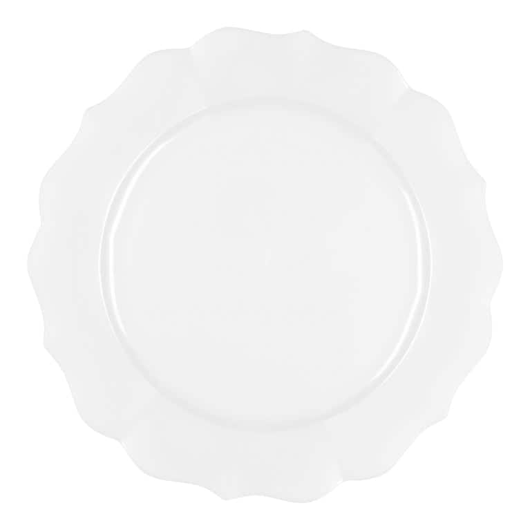 Elegant Pearl Round Lotus Disposable Plastic Plates - Party Supplies - 120pcs - Dinner Plates - White