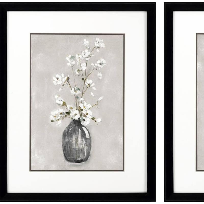 HomeRoots Set Of Two Cottage Spring Black Framed Wall Art
