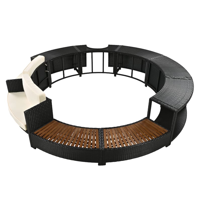 Patio Rattan Sofa Set with Storage Spaces