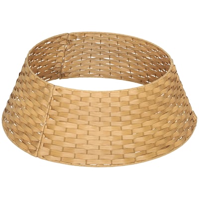 HOMCOM 27 inch Rustic Christmas Tree Collar, Plastic Woven Christmas Tree Skirt, Base Cover for Party, Holiday, Home Decoration