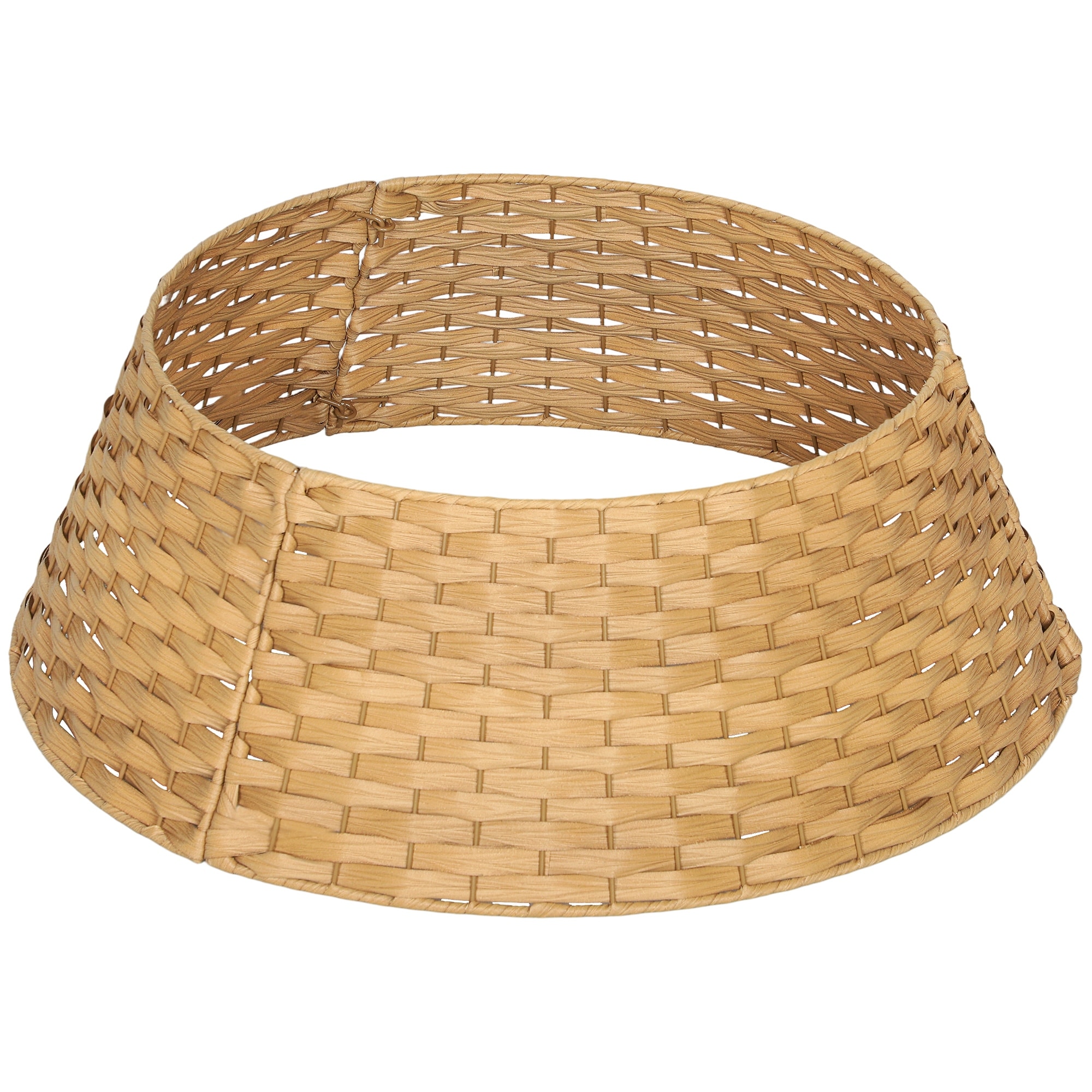 HOMCOM 27 inch Rustic Christmas Tree Collar, Plastic Woven Christmas Tree Skirt, Base Cover for Party, Holiday, Home Decoration