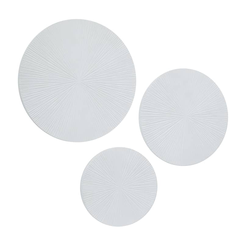 Wooden Plate Carved Radial Wall Decor - Set of 3 Gold, White or Black - CosmoLiving by Cosmopolitan